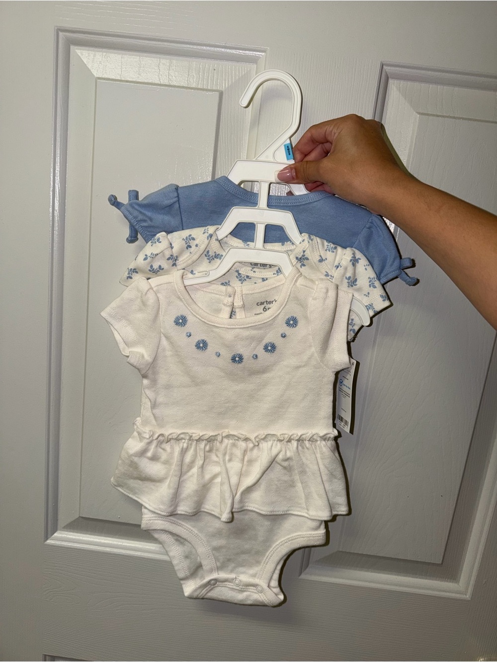 Carter’s Baby Girl 6M Blue Floral Bodysuit Bundle – 3 Pieces